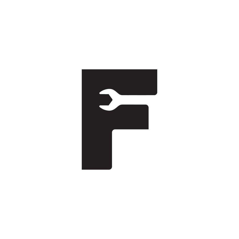 Buchstabe f, Reparatur-Logo-Design-Vektorvorlage isoliert auf weißem Hintergrund vektor