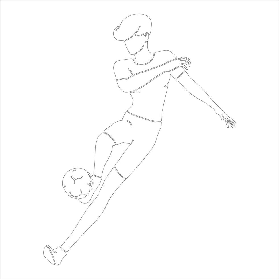fotboll karaktär kontur illustration på vit bakgrund. vektor