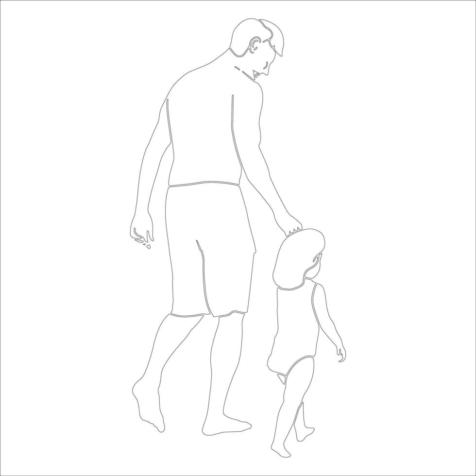 far och son karaktär kontur illustration på vit bakgrund. vektor