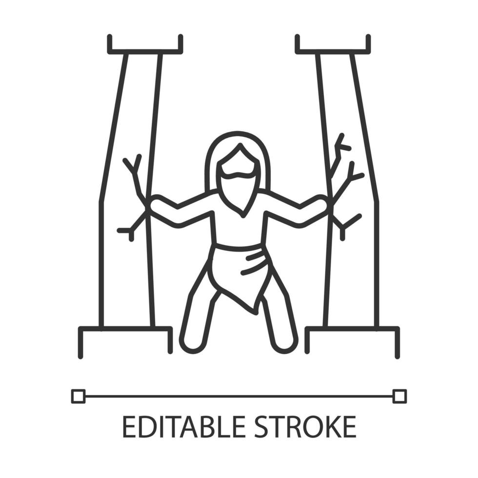 samson bibelberättelse linjär ikon. sista domaren. stark kraftfull övermänniska. biblisk berättelse. tunn linje illustration. kontur symbol. vektor isolerade konturritning. redigerbar linje