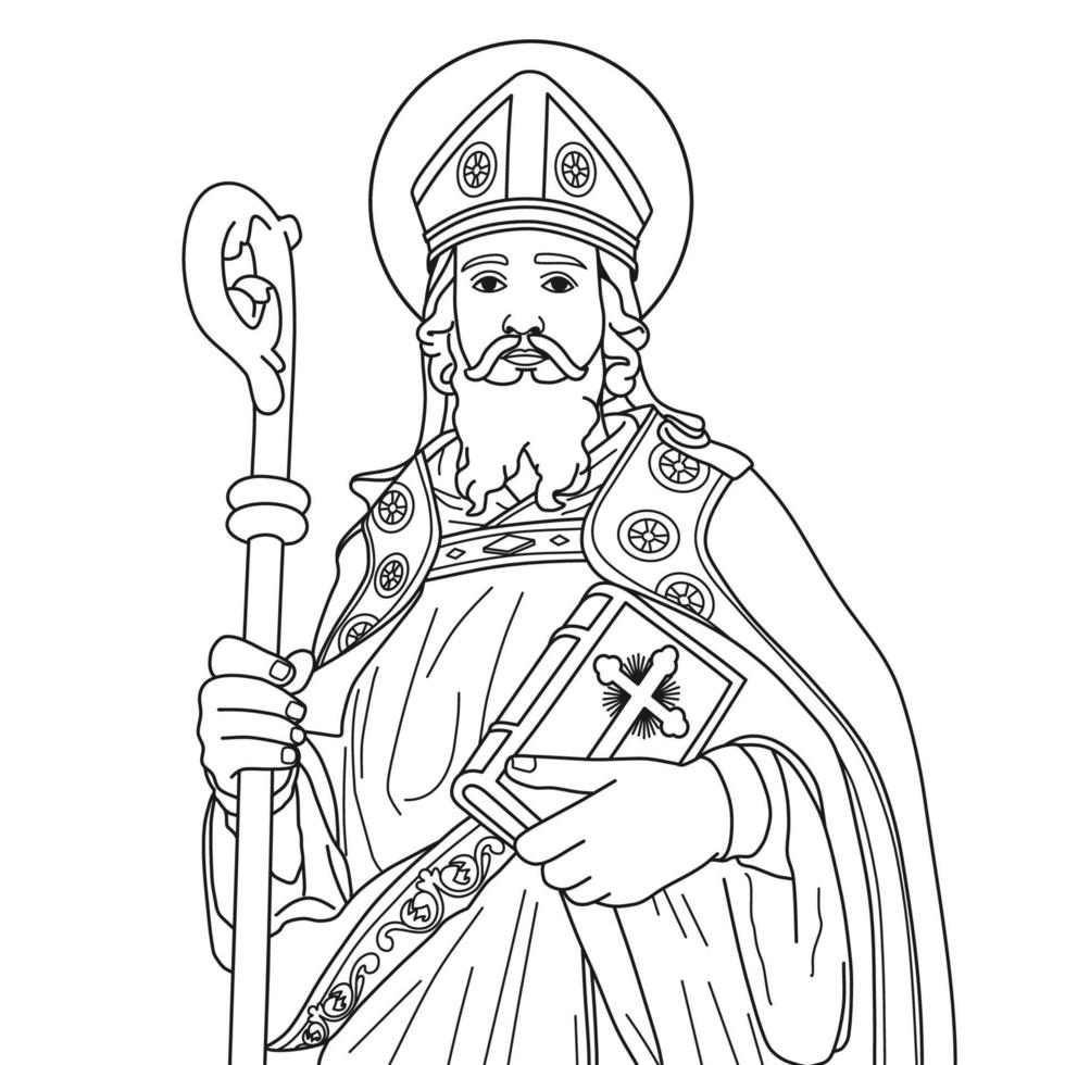 sankt nikolaus von mira oder bari vektorillustration monochromatischer umriss vektor