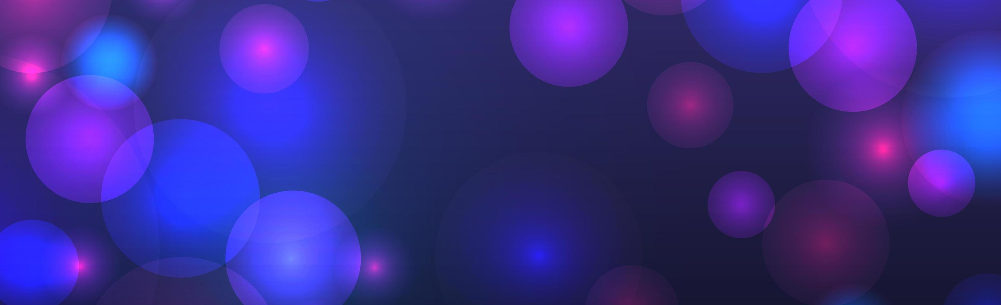 abstrakter blauer Panorama-Bokeh-Hintergrund mit defokussierten Kreisen und Glitzer. Dekorationselement für Weihnachten und Neujahr, Grußkarten, Webbanner, Poster - Vektor