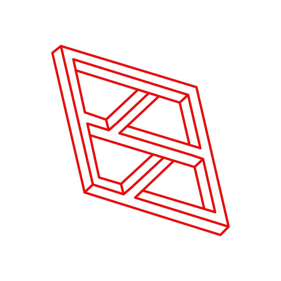 Form der optischen Täuschung, unwirklicher geometrischer Objektvektor. Logo. unmögliche Figur. heilige Geometrie. Strichzeichnungen. vektor