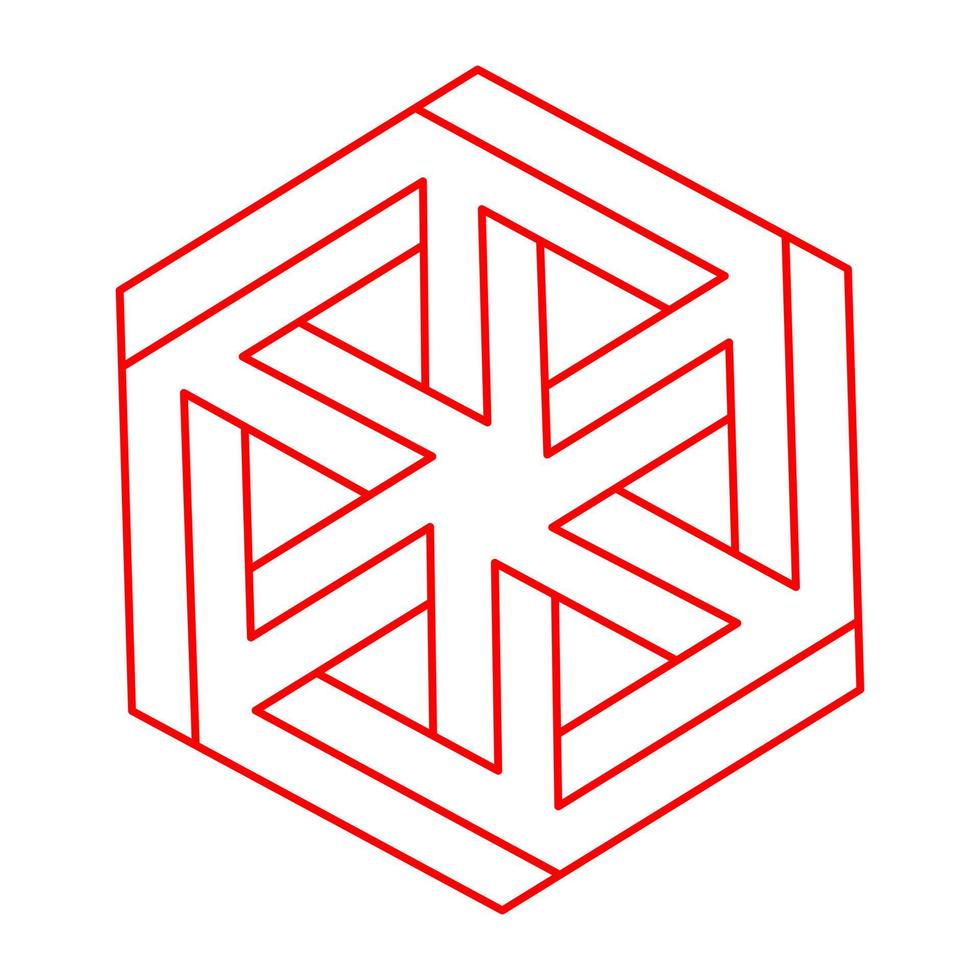 omöjlig optisk illusion form. logotyp. optiska konstföremål. omöjlig figur. overkligt geometriskt objekt. vektor