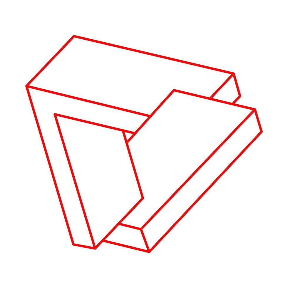 omöjliga föremål. optisk illusion figur. optiska konstformer. linjekonst. 3d illustration. logotyp. vektor