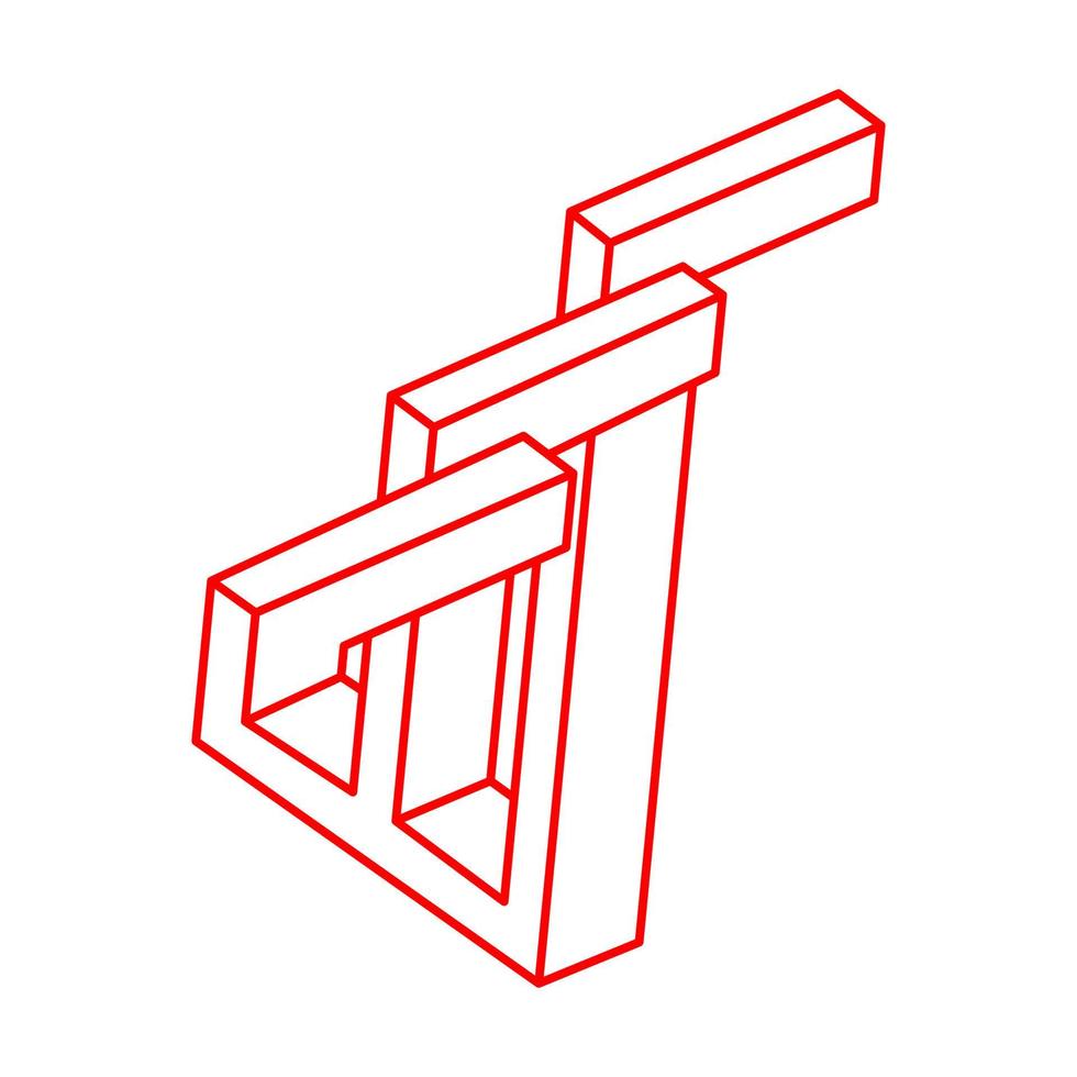 unmögliche Formen der optischen Täuschung. Logo. Optische Kunstobjekte. unmögliche Zahlen. Strichzeichnungen. Geometrie. vektor