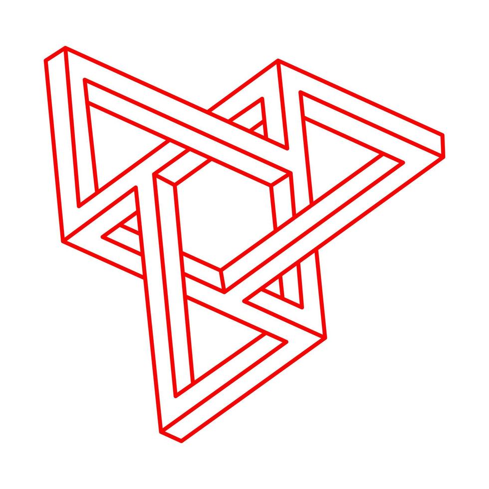 omöjliga optiska illusionsformer. logotyp. optiska konstföremål. omöjliga siffror. linjekonst. overkligt geometriskt objekt. vektor