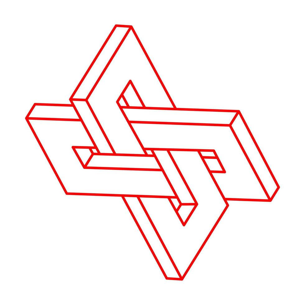 unmögliche Formen der optischen Täuschung. Optische Kunstobjekte. unmögliche Figur. heilige Geometrie. Logo. vektor