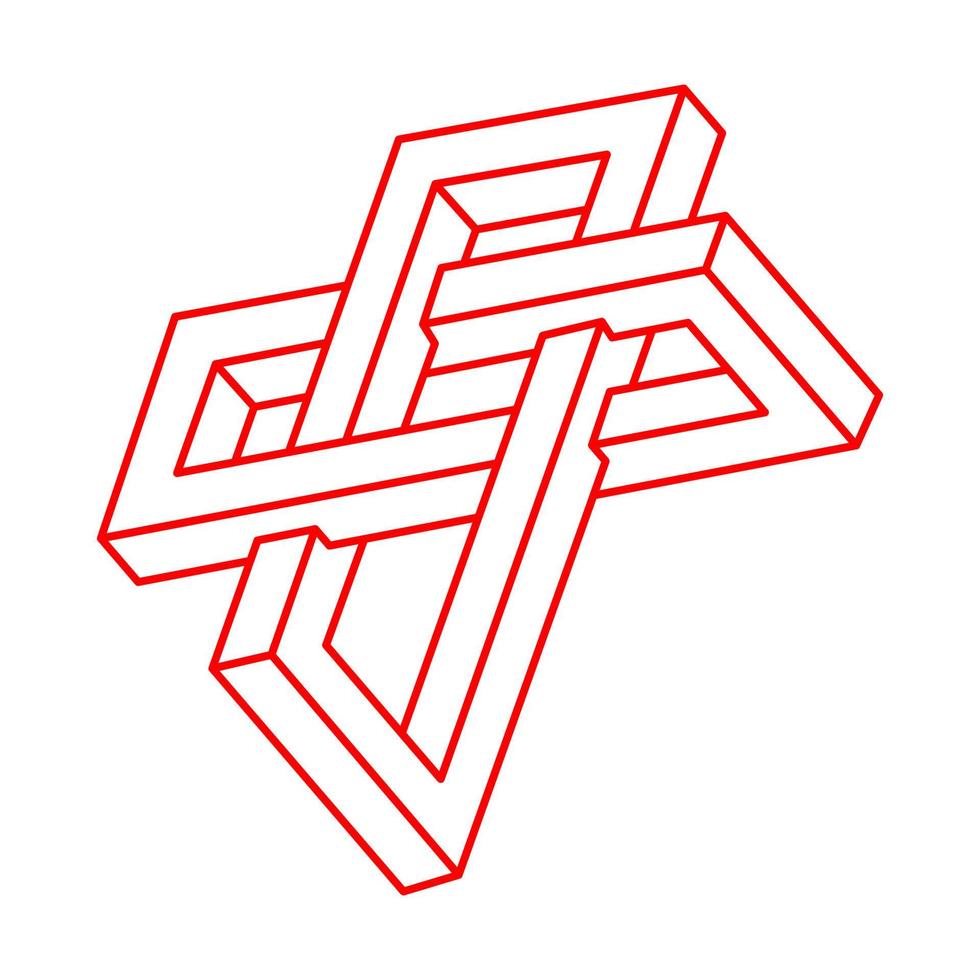 overkliga geometriska figurer. optiska illusionsformer. omöjliga föremål. optisk konstfigur. linjekonst. helig geometri. logotyp. vektor