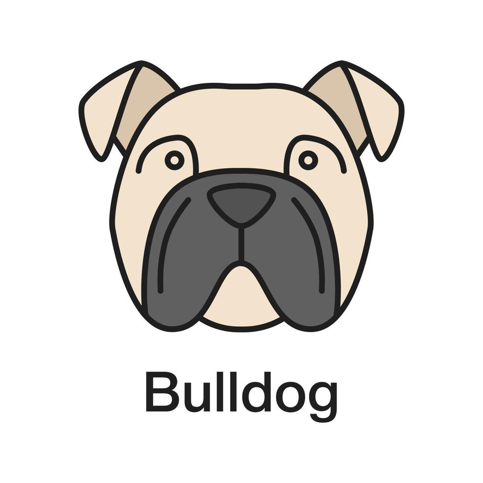 Farbsymbol der englischen Bulldogge. Gebrauchshunderasse. isolierte Vektorillustration vektor