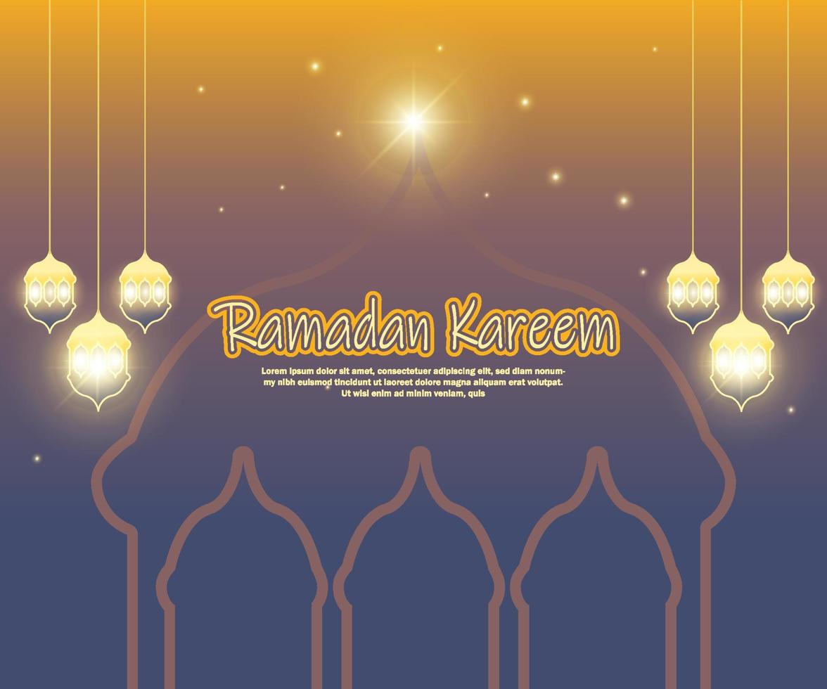 ramadanhälsningsbakgrundsillustration, elegant designmall för gratulationskort, plats för texthälsningskort och banderoller för ramadan kareem vektor