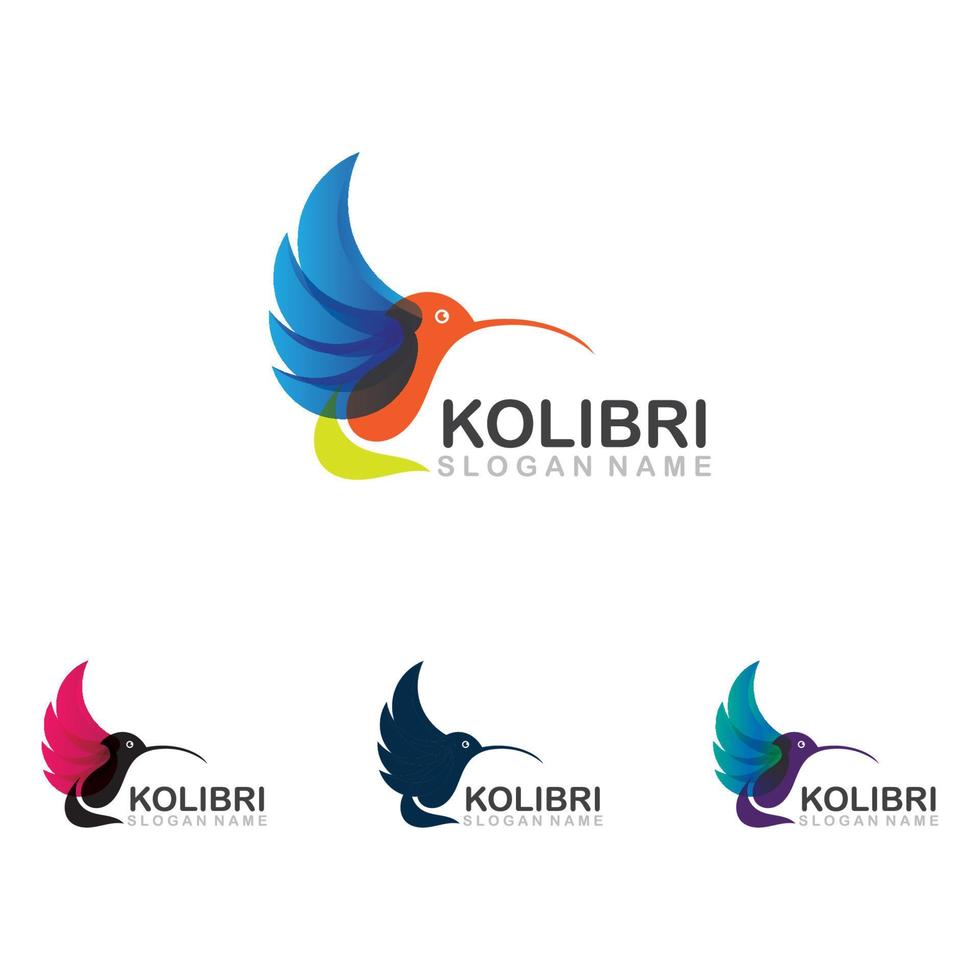 abstrakter farbenfroher Kolibri Kolibri Vogel Logo Linie Umriss monoline vektor