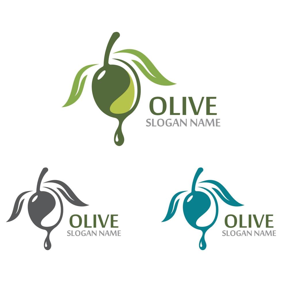 Olivenöl Logo Vorlage Icon Design Gesundheit Obst Gemüse Vektor