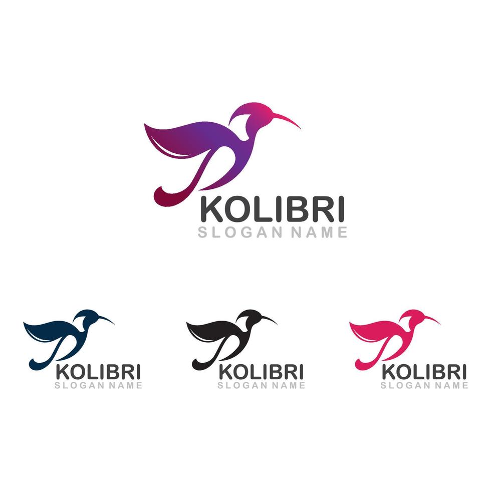 abstrakt färgglada kolibri colibri fågel logotyp linje kontur monoline vektor