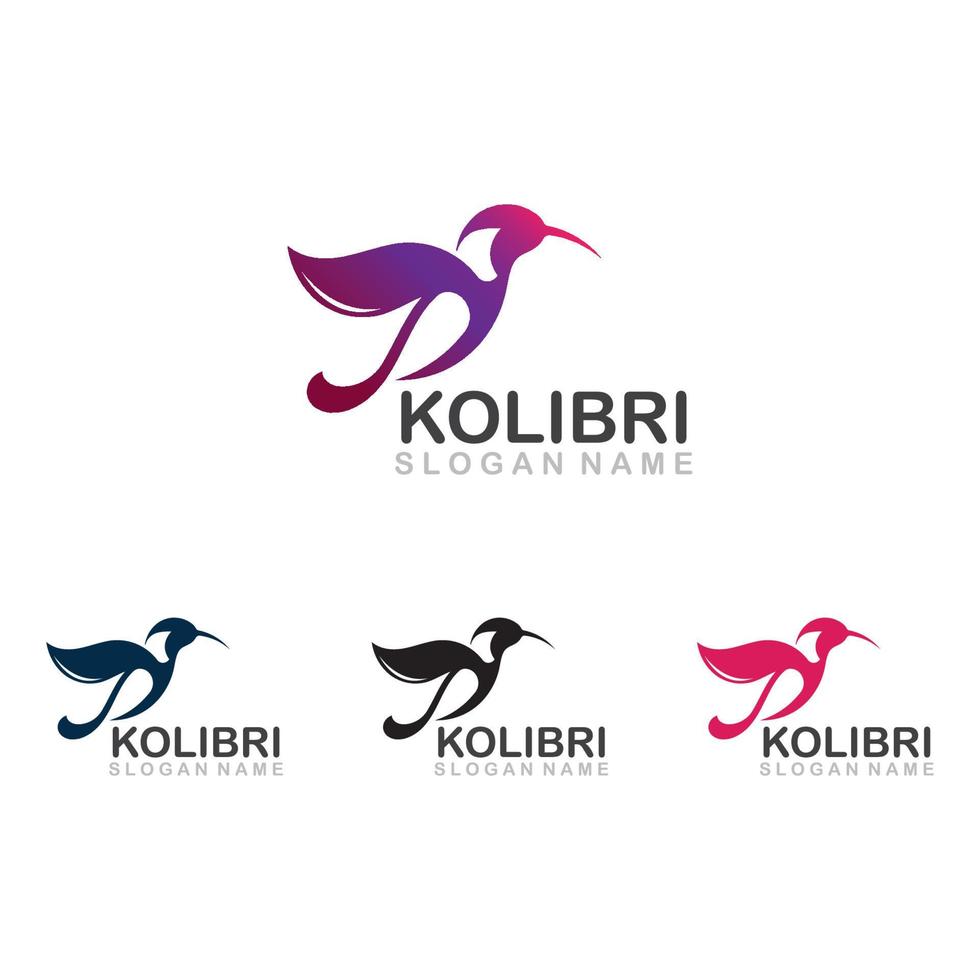 abstrakter farbenfroher Kolibri Kolibri Vogel Logo Linie Umriss monoline vektor