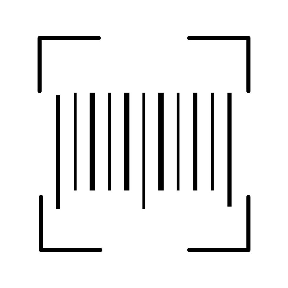 traditionell streckkod glyfikon. linjär kodavsökning. endimensionell streckkodsläsare. upc-kod. siluett symbol. negativt utrymme. vektor isolerade illustration