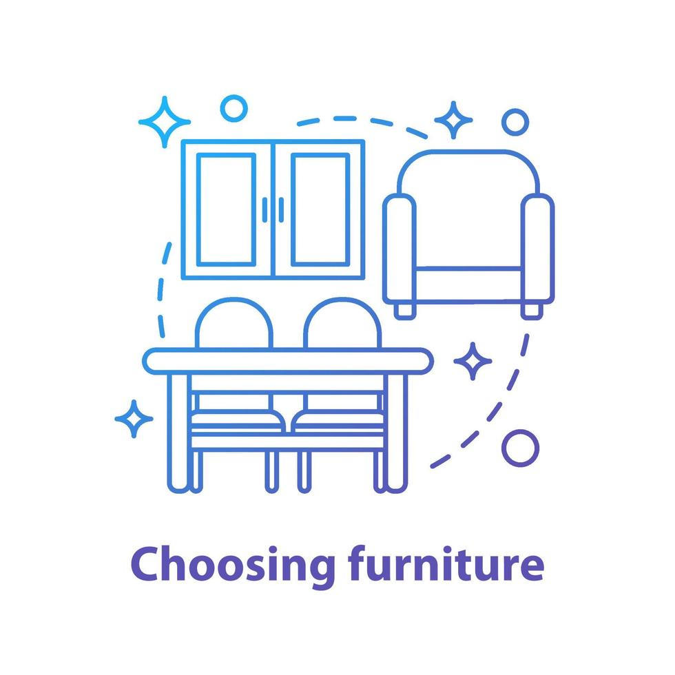 Auswahl der Möbelkonzeptikone. Innenarchitektur-Idee dünne Linie Illustration. Schrank, Kommode. Vektor isolierte Umrisszeichnung