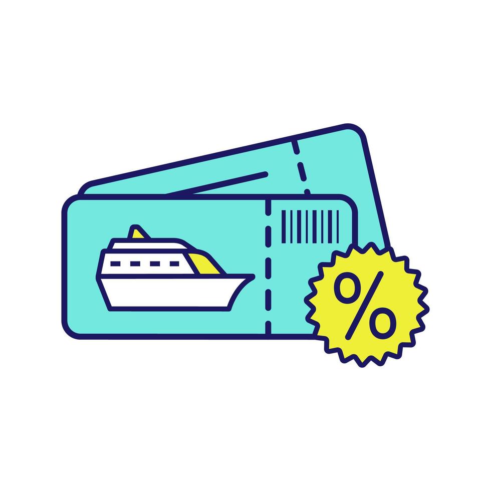 Farbsymbol für günstige Kreuzfahrtangebote. Kreuzfahrt Rabatt. Landausflüge, Tourengutschein. Last-Minute-Reise. isolierte Vektorillustration vektor