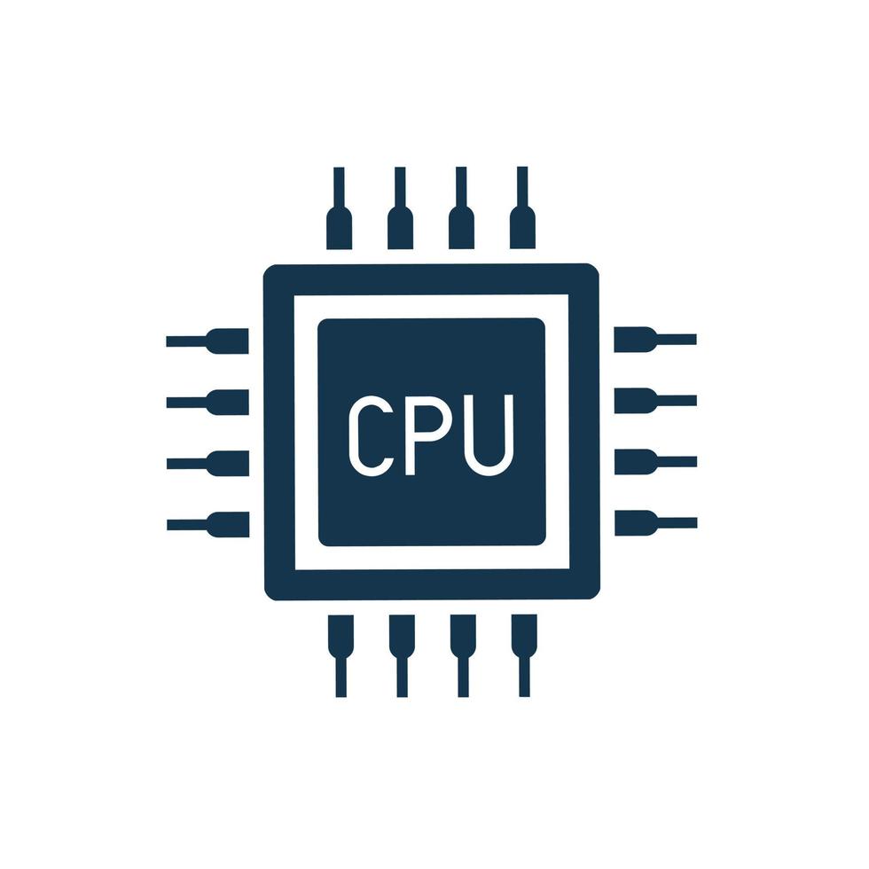 cpu-ikonen. platt symbol för en processor på en vit bakgrund. vektor