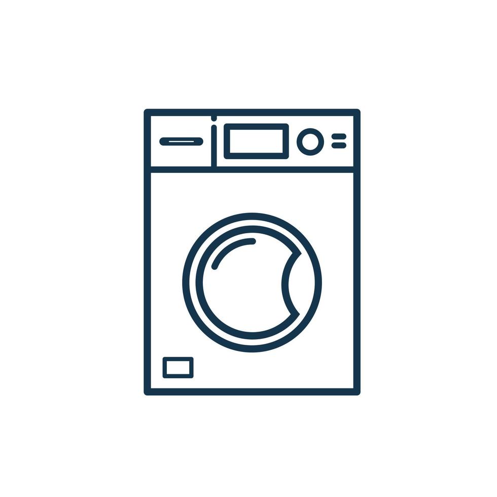tvättmaskin ikon. utrustning för rengöring av kläder. linjedesign på en vit bakgrund. vektor