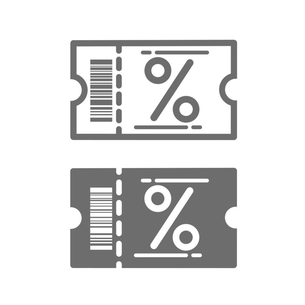 Rabatt-Gutschein-Symbol. dünne Linie schwarzes Rabattgutschein-Symbol, Vektor-flaches Design-Rabattgutschein isoliert auf weißem Hintergrund. vektor