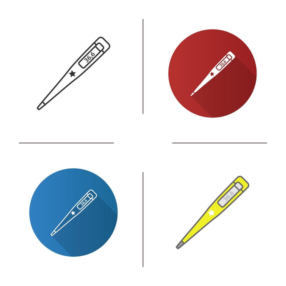 medicinsk elektronisk termometer för spädbarn ikon. normal kroppstemperatur. platt design, linjär och färgstilar. isolerade vektorillustrationer vektor