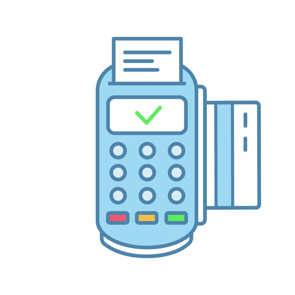 framgångsrik pos terminal transaktion färgikon. betalterminal. e-betalning. isolerade vektor illustration