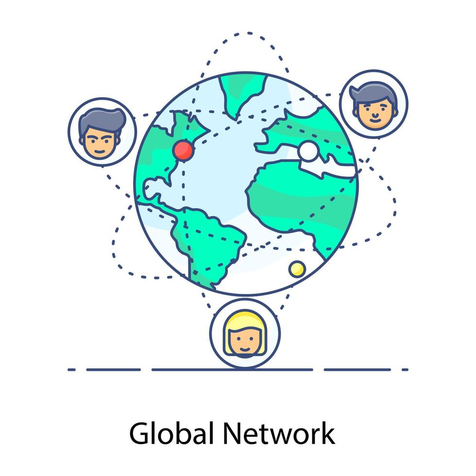 en trendig platt ikon för globalt nätverk vektor
