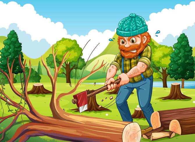 Szene Mit Holzfaller Baume Hacken Download Kostenlos Vector Clipart Graphics Vektorgrafiken Und Design Vorlagen