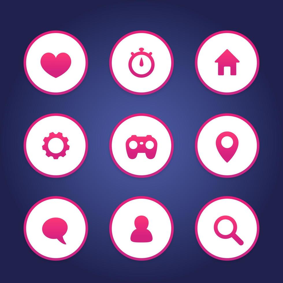 Basic Web Icons Set, Favorit, Kontakt, Profil, Benutzer, Chat, Nachricht, Einstellungen, Login, Startseite, Suchpiktogramme vektor