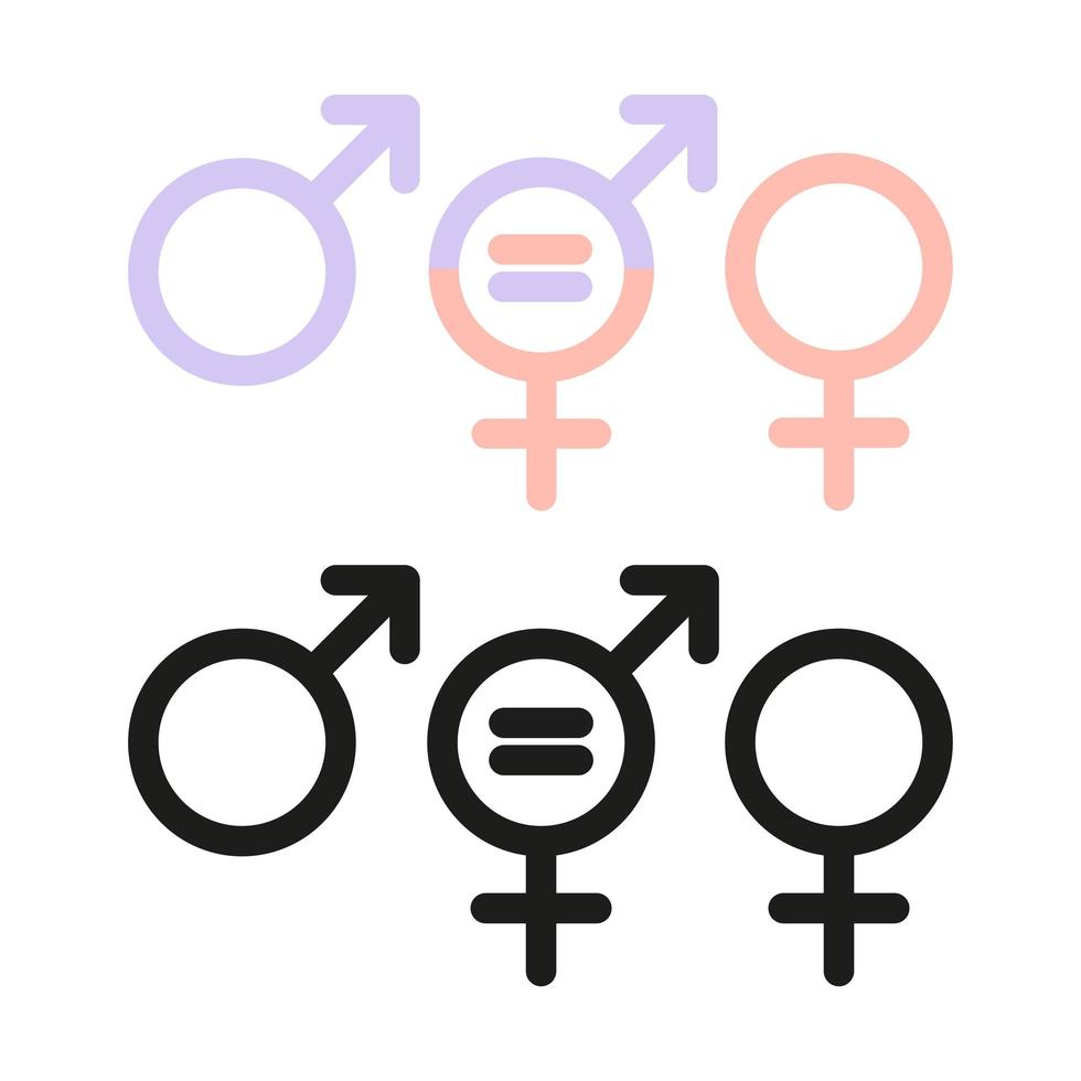 Männer- und Frauensymbol. Gleichstellungssymbol der Geschlechter. Frauen und Männer sollten immer gleiche Chancen haben. Vektor-Illustration. eben. vektor