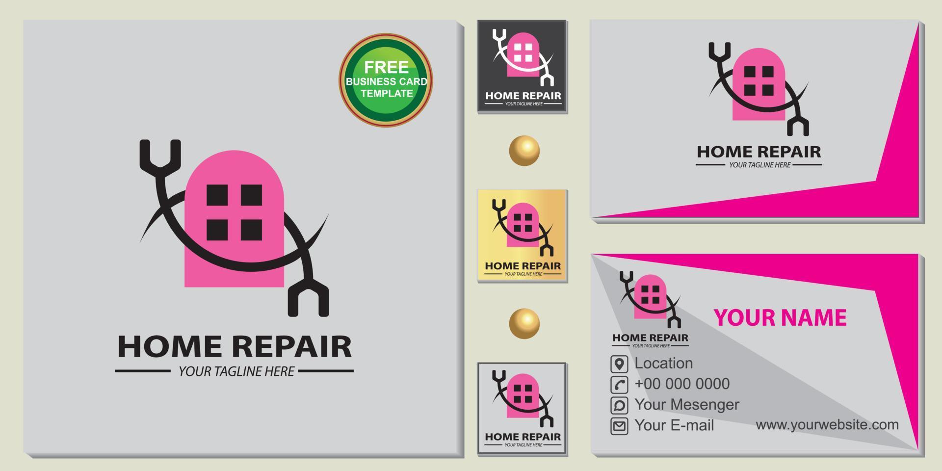 Home Repair Logo Premium kostenloser eleganter Visitenkarten-Vorlagenvektor eps 10 vektor