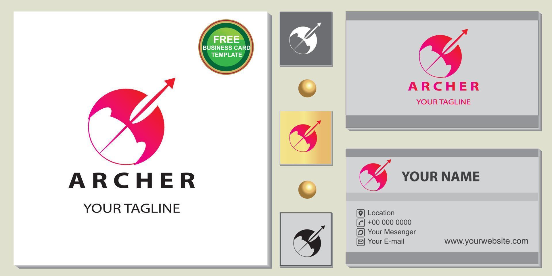 lyxig Archer-logotyp, gratis elegant visitkortsmall vektor eps 10
