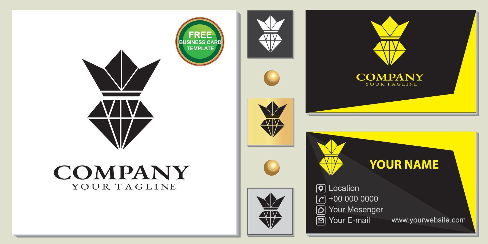 abstraktes König-Diamant-Logo, einfache, kostenlose Premium-Visitenkartenvorlage, Vektor eps 10