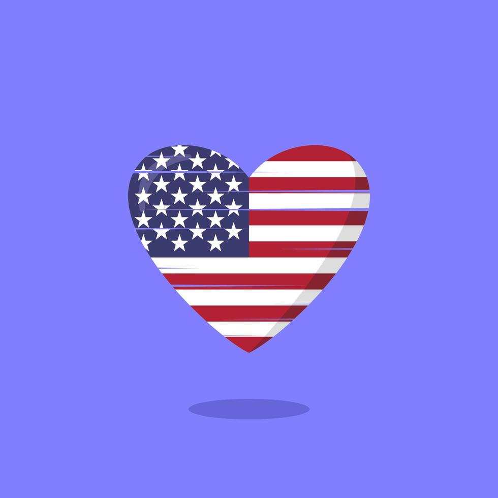 US-Flagge geformte Liebesillustration vektor
