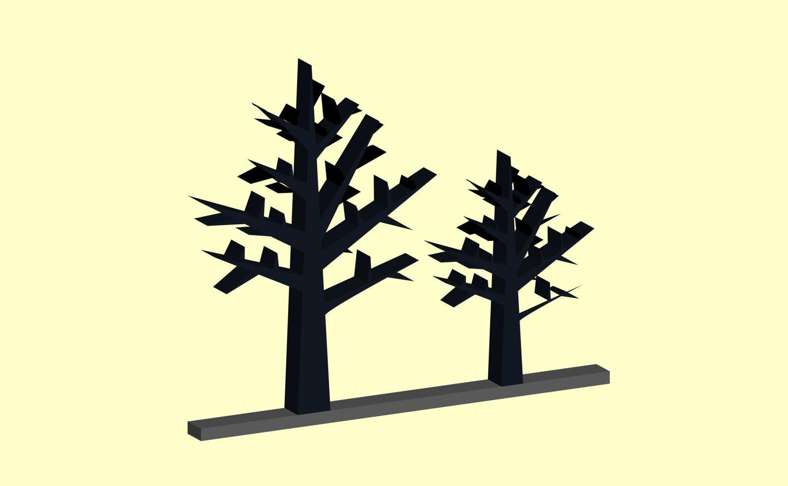 Vektor 3D-Symbol schwarzer Baum auf Nachtthema, am besten für Ihr Objektdekorationsbild