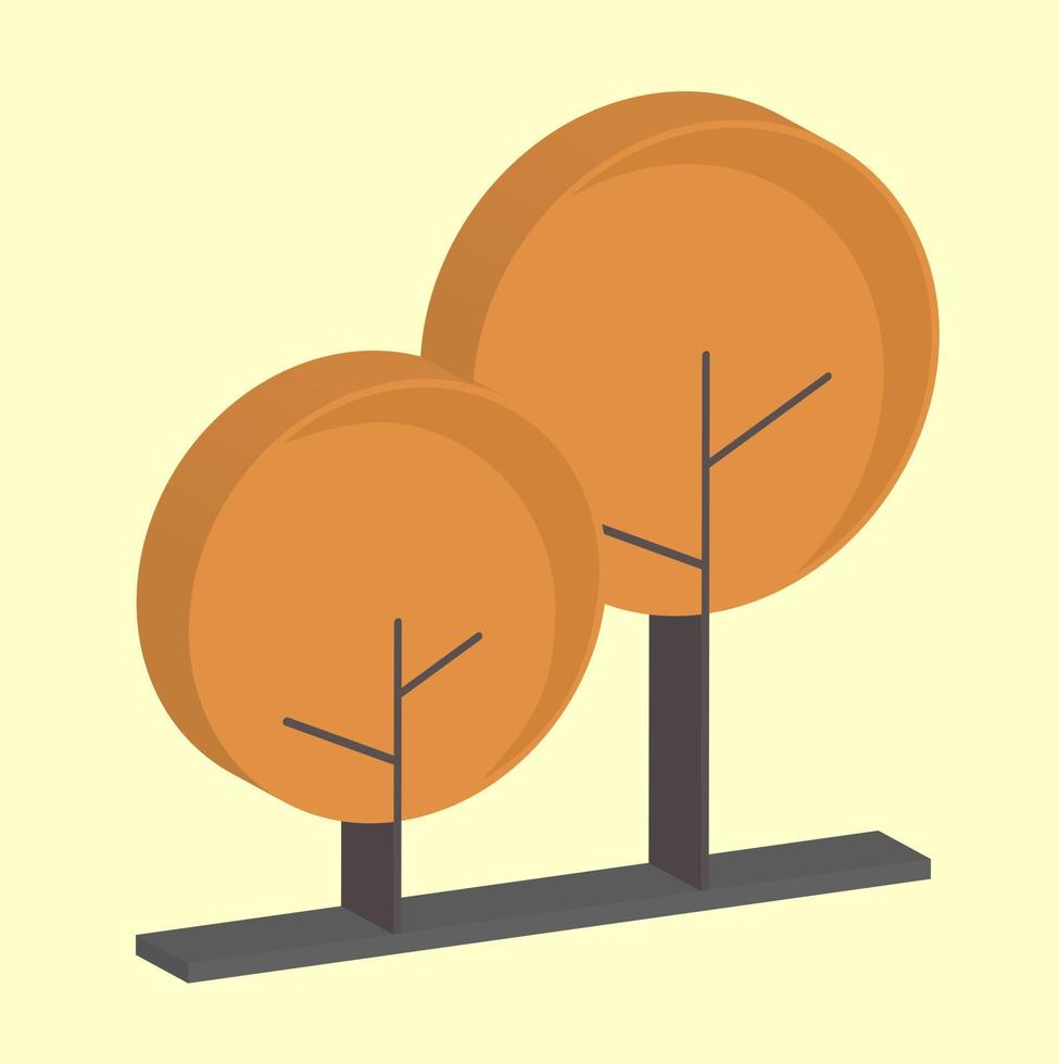 vektor 3d ikon apelsinträd med höstlöv bäst för din dekoration bild