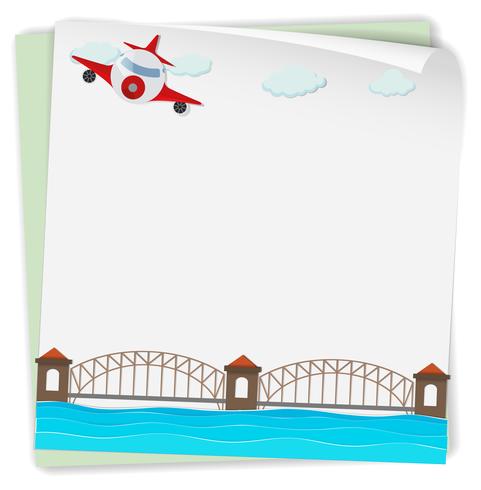 Pappersdesign med flygplan och bro vektor