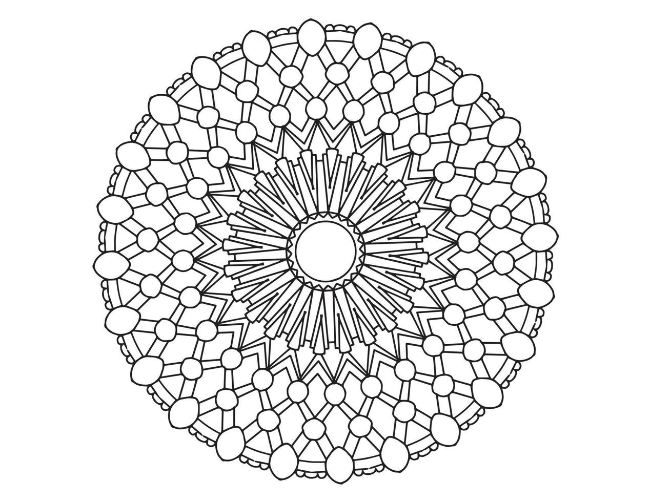 königliches Mandala-Design schwarz und weiß, Tattoo, Ornamente, traditionell, Vintage vektor