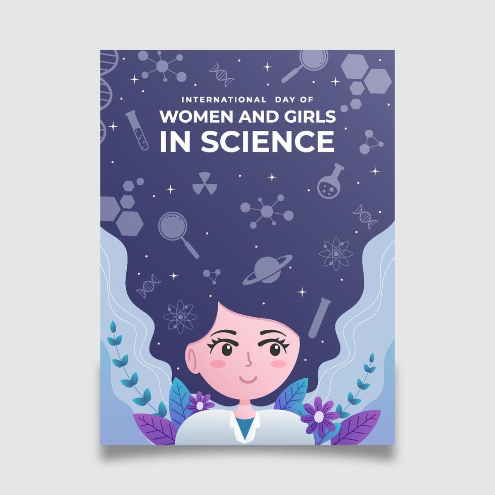 Wissenschaftsposter zum Internationalen Tag für Frauen und Mädchen vektor