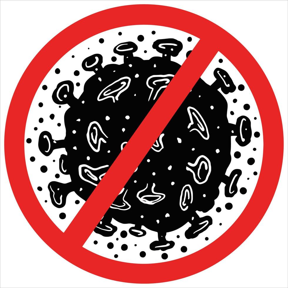 Grafik des Stopp-Corona-Virus. Zeichen Vorsicht Covid 19 Symbol Clip Art Illustration Vektor