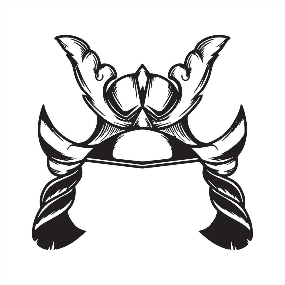 Samurai-Maskenkriegerhelm, traditionelle japanische Kriegshelmvektor-Illustrationsclipart vektor
