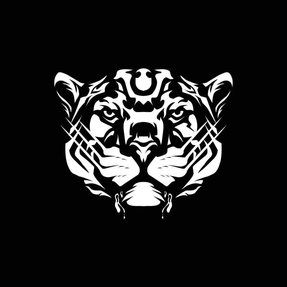 tigerhuvud svart vit illustration vektor