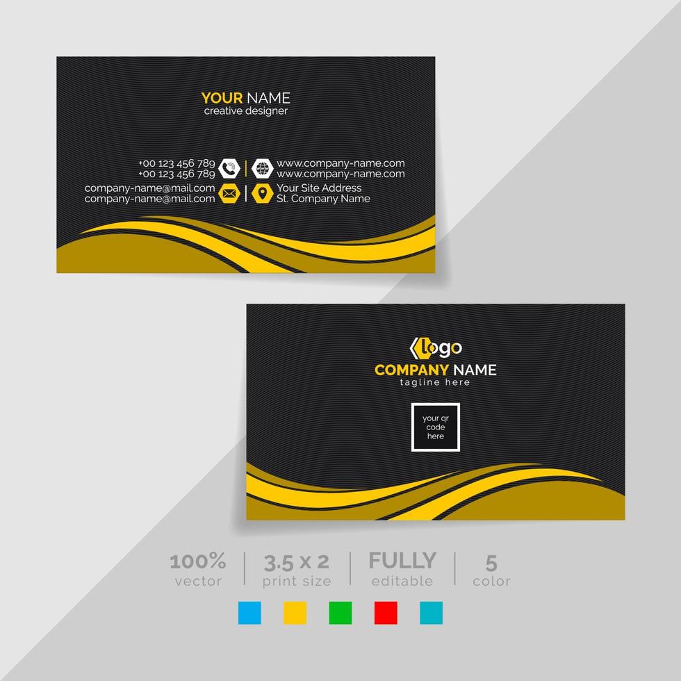 visitkortsmall för dig. detta moderna kreativa eleganta företagsvisitkort är ett måste för ditt personliga och kontor. Färgarbete med två teman, svart och andra. vektor