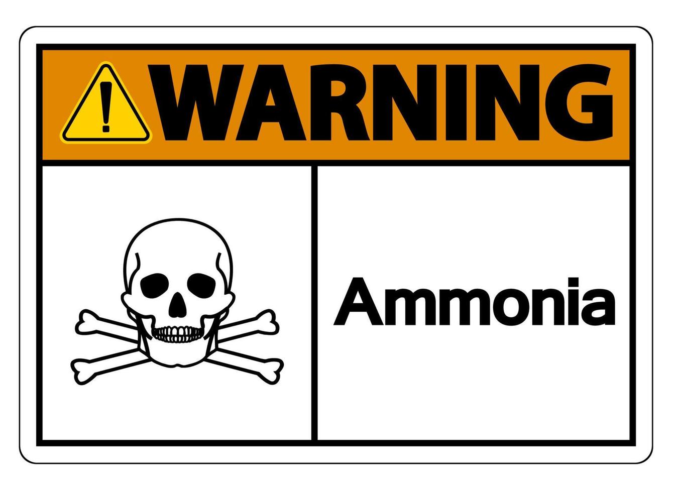 Ammoniak-Warnschild auf weißem Hintergrund vektor