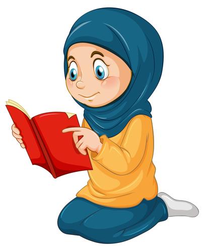Ein muslimisches Mädchen studiert Qur&#39;an vektor