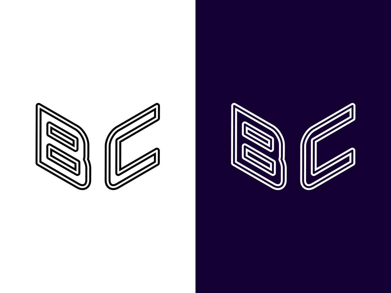 initial bokstav bc minimalistisk och modern 3d-logotypdesign vektor