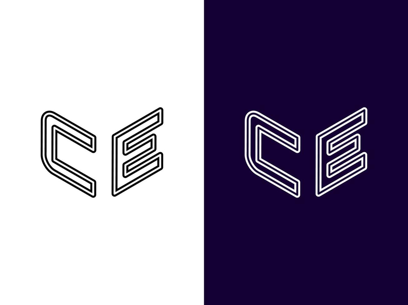 initial bokstav ce minimalistisk och modern 3d-logotypdesign vektor