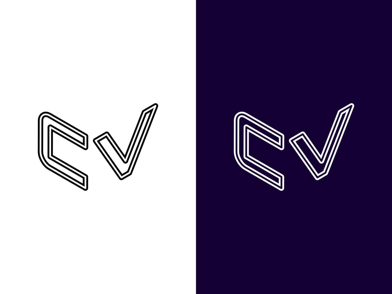 initial bokstav cv minimalistisk och modern 3d-logotypdesign vektor