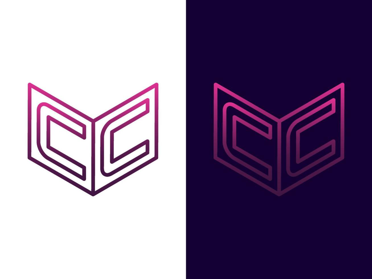 initial bokstav cc minimalistisk och modern 3d-logotypdesign vektor